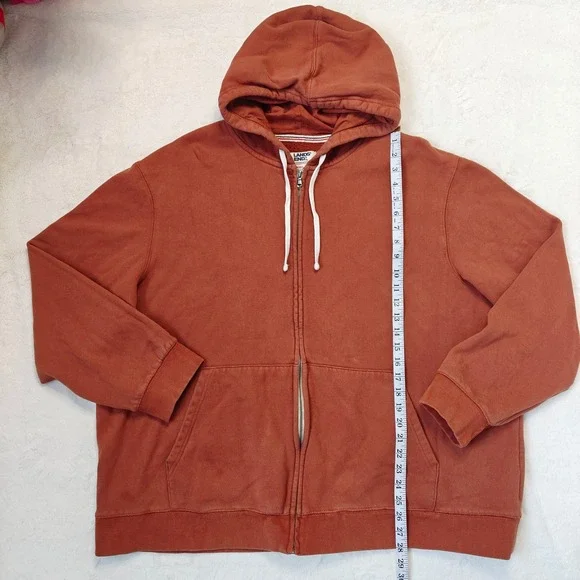 Lands End Mens Hooded Sweater Hoodie 3XL Serious Sweats Full Zip Lot Blue Orange - Picture 3 of 7